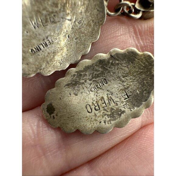 Freddie Wero Navajo Dangle Postback Earrings 925 Sterling Silver Blue Turquoise - Picture 4 of 6